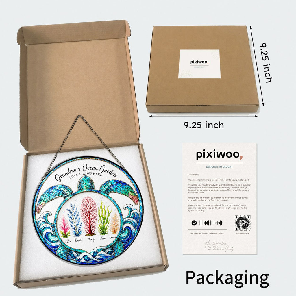 Pixiwoo packaging box with protective foam for the stained glass suncatcher