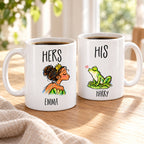 Personalized His & Hers Frog Prince Kiss Couple Mugs