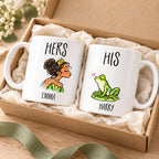 Personalized His & Hers Frog Prince Kiss Couple Mugs