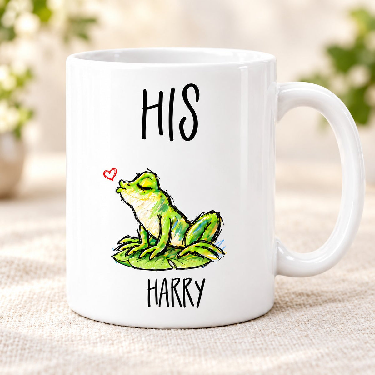 Personalized His & Hers Frog Prince Kiss Couple Mugs