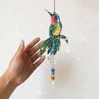 Personalized hummingbird memorial crystal suncatcher detail