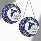 Hummingbird moon memorial suncatcher held in hand