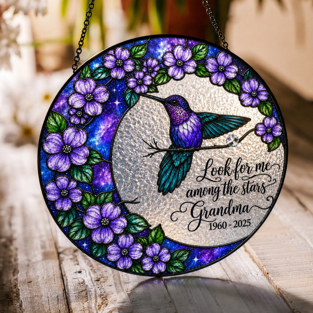 Hummingbird moon memorial suncatcher window lifestyle