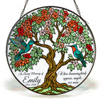 Personalized hummingbird tree of life memorial suncatcher with custom name and years