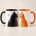 Personalized Kissing Cats Couple Mug Set – Black Cat and Orange Cat