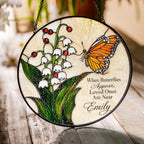 Personalized lily of the valley butterfly memorial suncatcher view 5