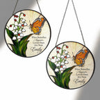 Personalized lily of the valley butterfly memorial suncatcher view 6