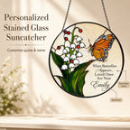 Personalized lily of the valley butterfly memorial suncatcher lifestyle