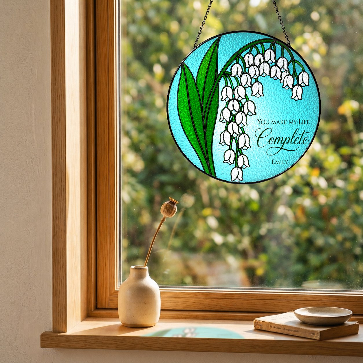 Personalized lily of the valley suncatcher view 4