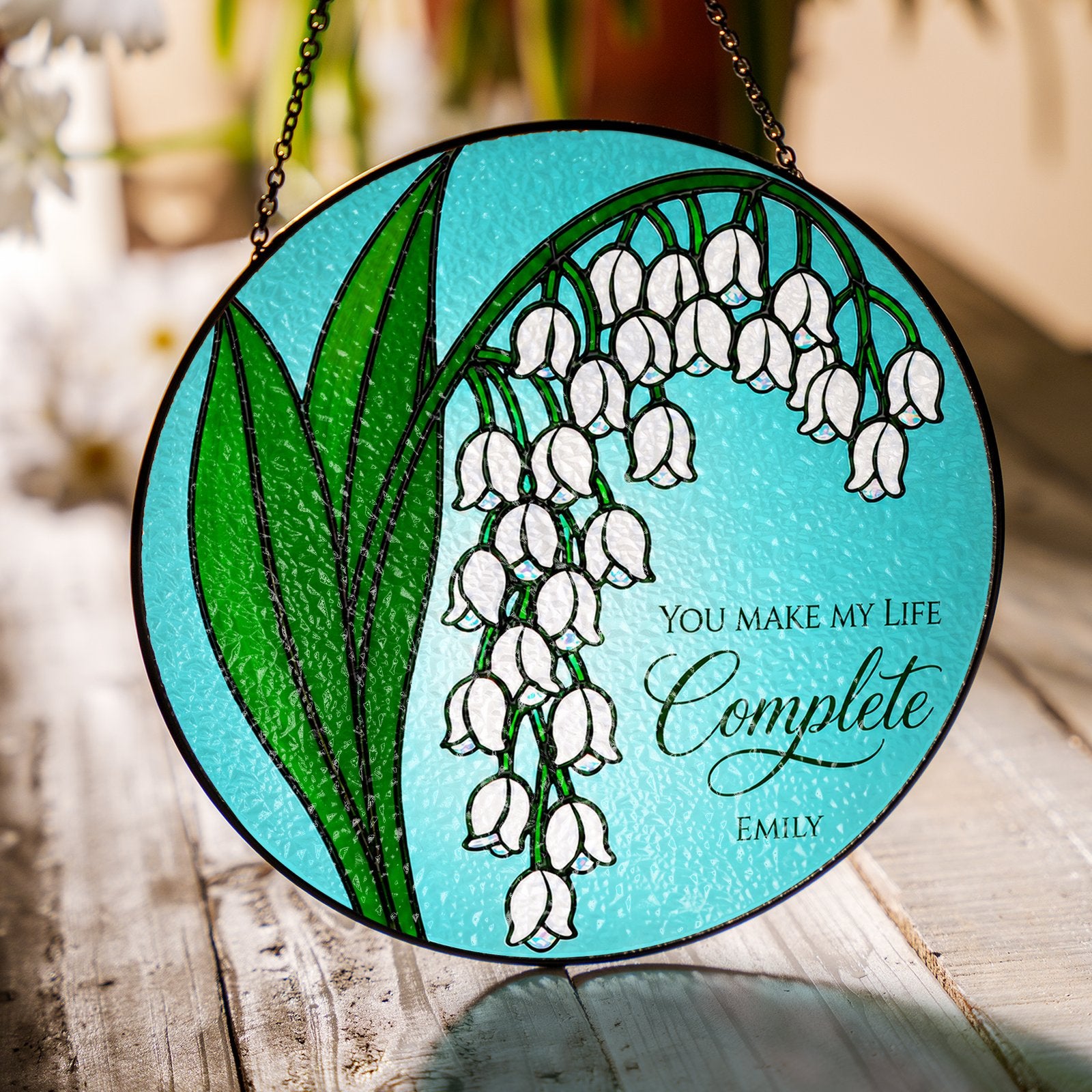 Personalized lily of the valley suncatcher view 5