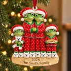 Personalized Matching Christmas Pajamas Frog Family Ornament 2026 — Family of 3, 4, 5 or 6, Ceramic