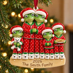 Personalized Matching Christmas Pajamas Frog Family Ornament 2026 — Family of 3, 4, 5 or 6, Ceramic