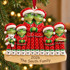 Personalized Matching Christmas Pajamas Frog Family Ornament 2026 — Family of 3, 4, 5 or 6, Ceramic