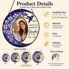Personalized photo memorial suncatcher with purple flowers and hummingbird 03