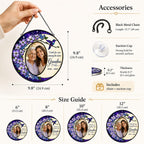 Personalized photo memorial suncatcher with purple flowers and hummingbird 09