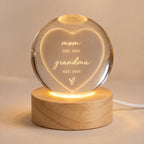 Personalized Mom & Grandma Est Heart Crystal Ball Night Light