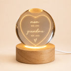 Personalized Mom & Grandma Est Heart Crystal Ball Night Light
