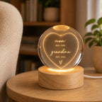 Personalized Mom & Grandma Est Heart Crystal Ball Night Light