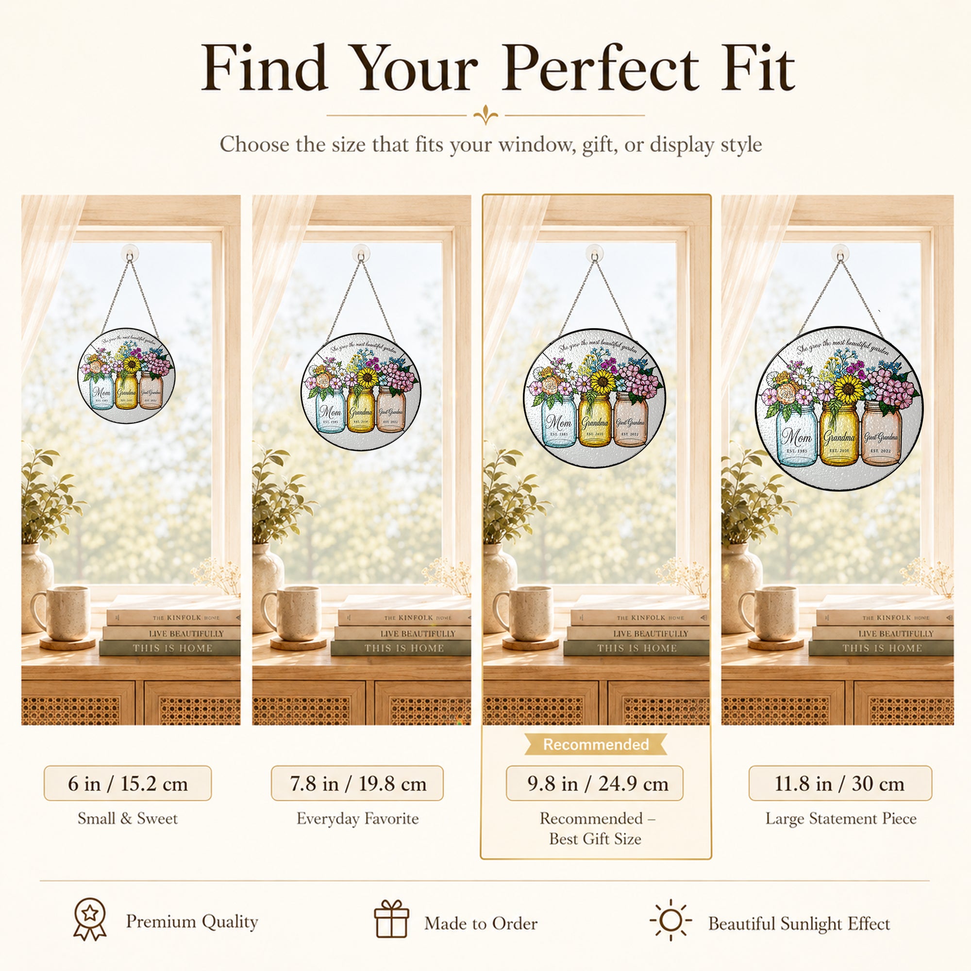 Personalized Mom Grandma Great-Grandma Flower Jars Suncatcher - image 5