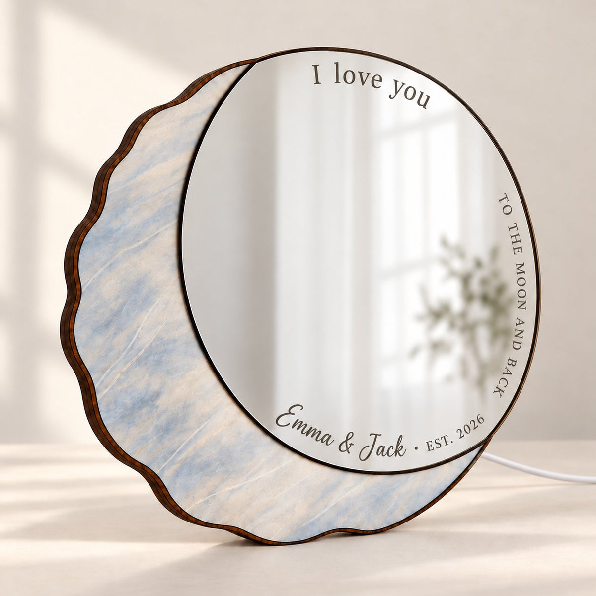 Personalized Moon Mirror LED Night Light – I Love You to the Moon and Back