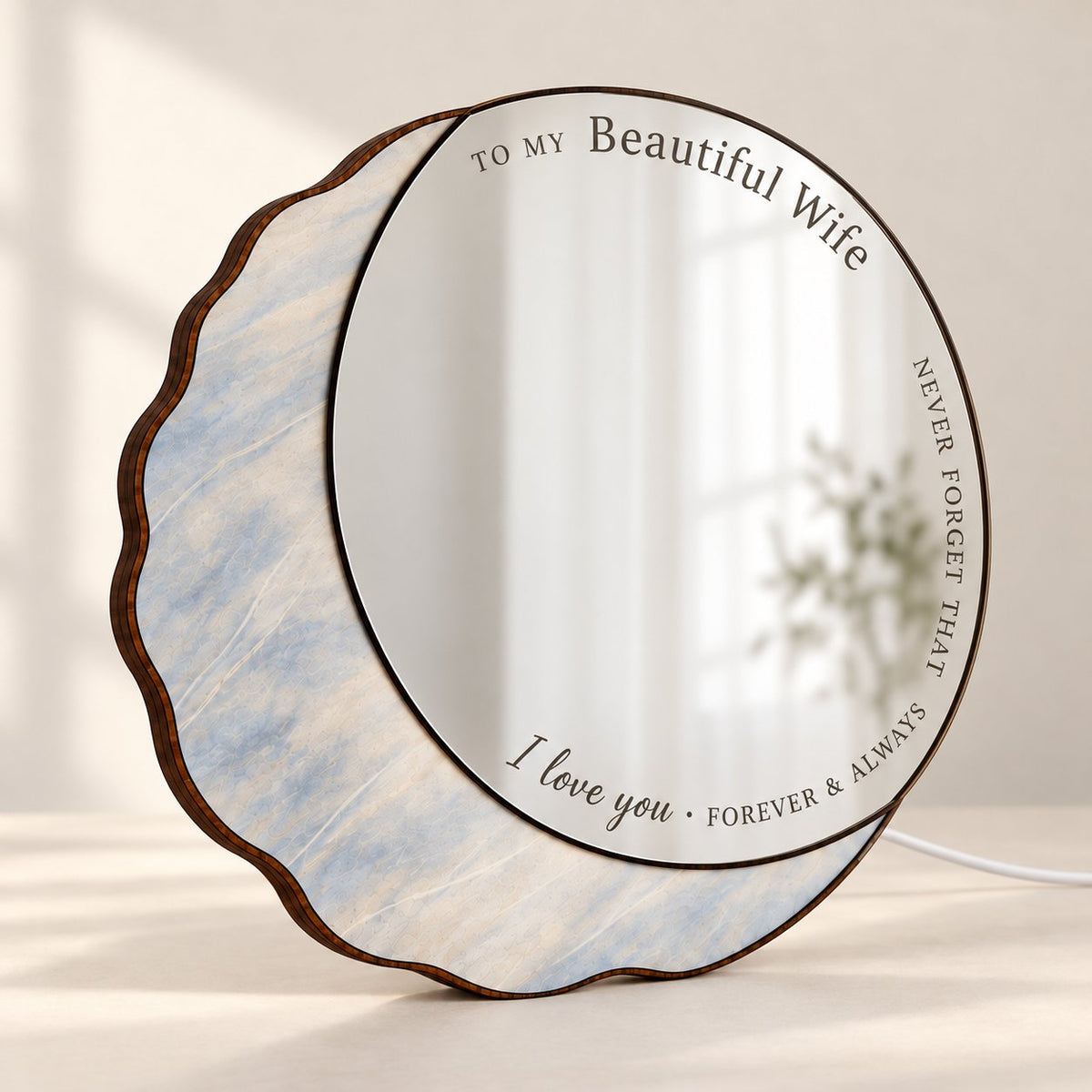 Personalized Moon Mirror LED Night Light – I Love You to the Moon and Back