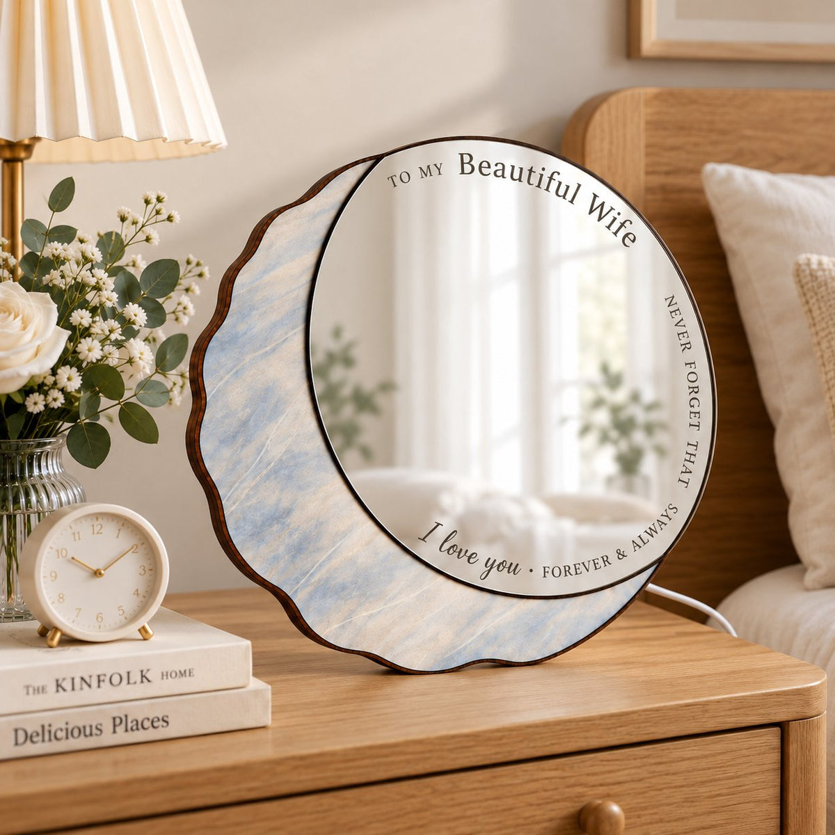 Personalized Moon Mirror LED Night Light – I Love You to the Moon and Back
