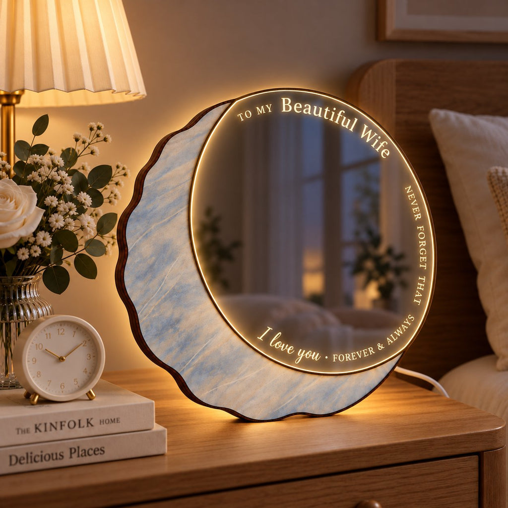 Personalized Moon Mirror LED Night Light – I Love You to the Moon and Back