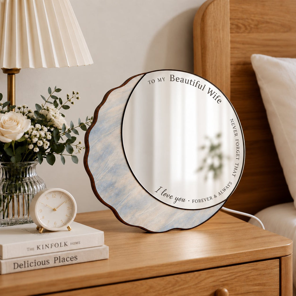 Personalized Moon Mirror LED Night Light – I Love You to the Moon and Back