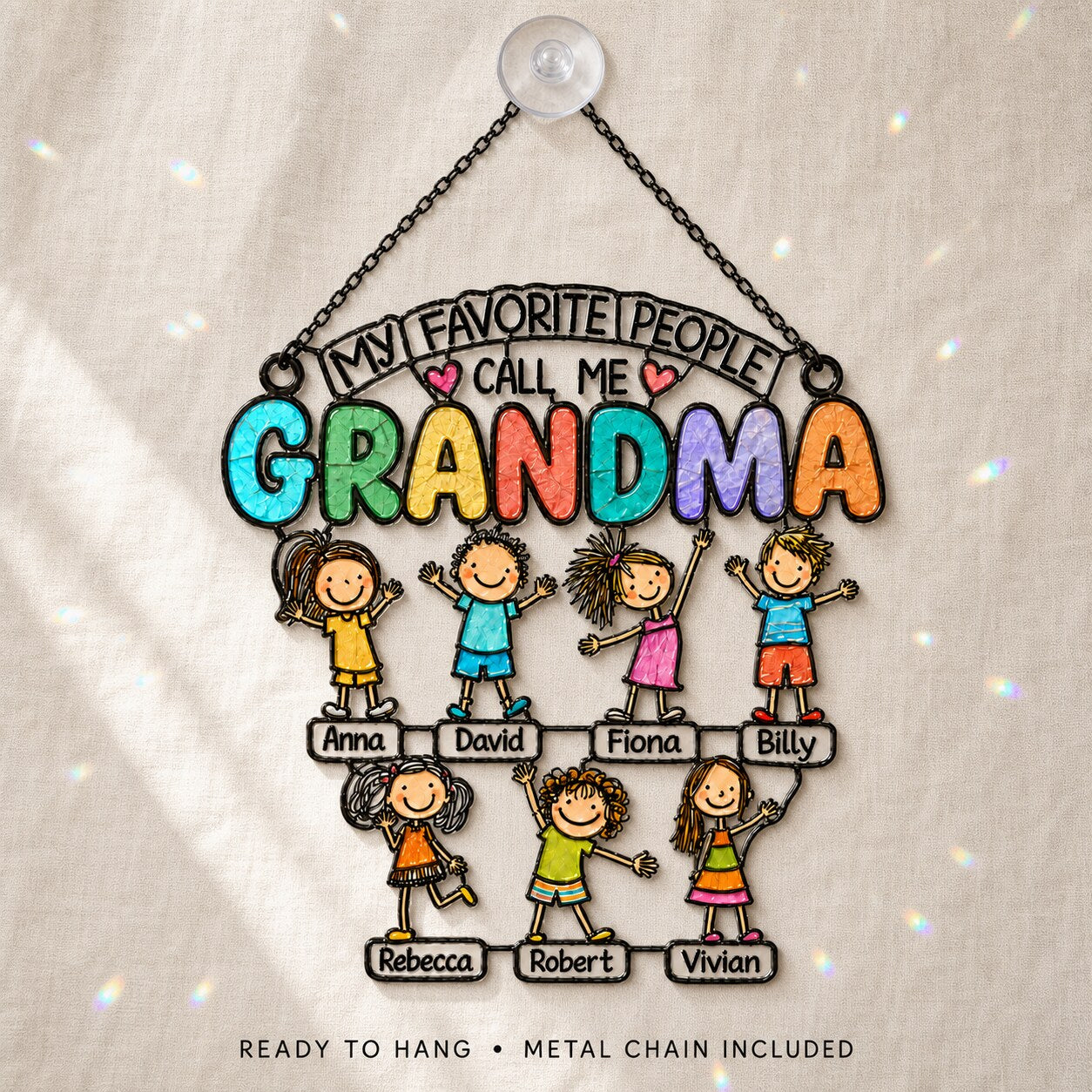Personalized My Favorite People Call Me Grandma Holographic Acrylic Suncatcher