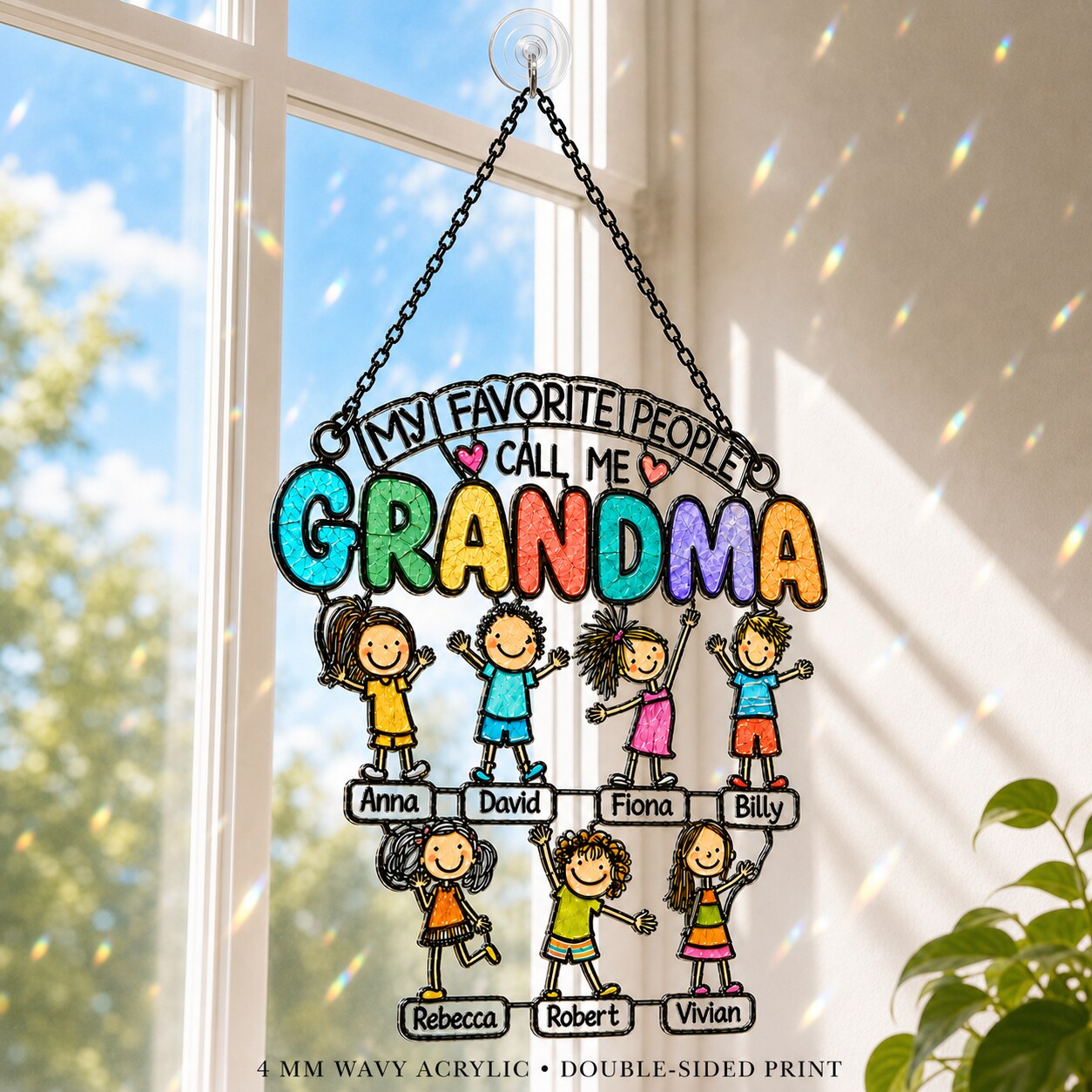 Personalized My Favorite People Call Me Grandma Holographic Acrylic Suncatcher
