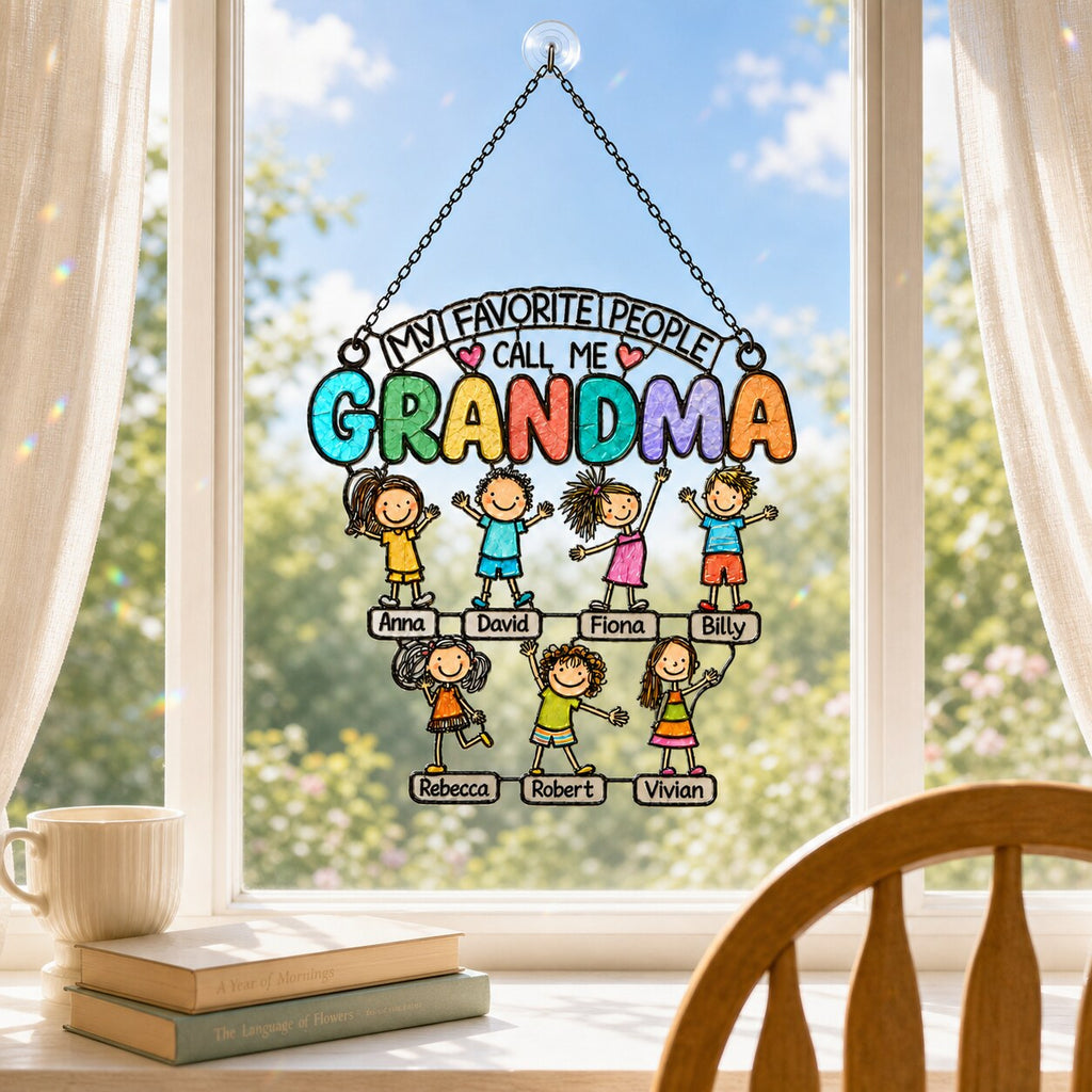 Personalized My Favorite People Call Me Grandma Holographic Acrylic Suncatcher
