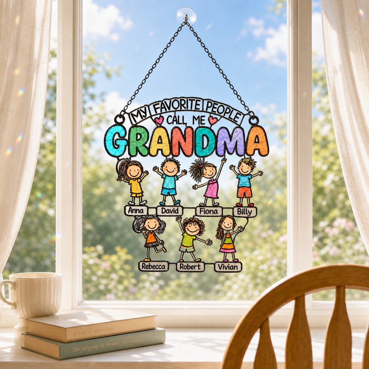 Personalized My Favorite People Call Me Grandma Holographic Acrylic Suncatcher