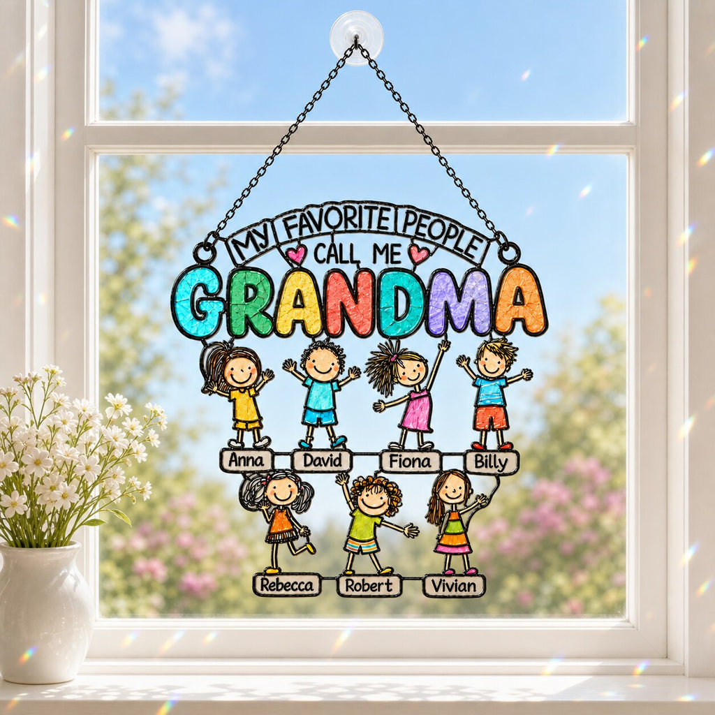 Personalized My Favorite People Call Me Grandma Holographic Acrylic Suncatcher
