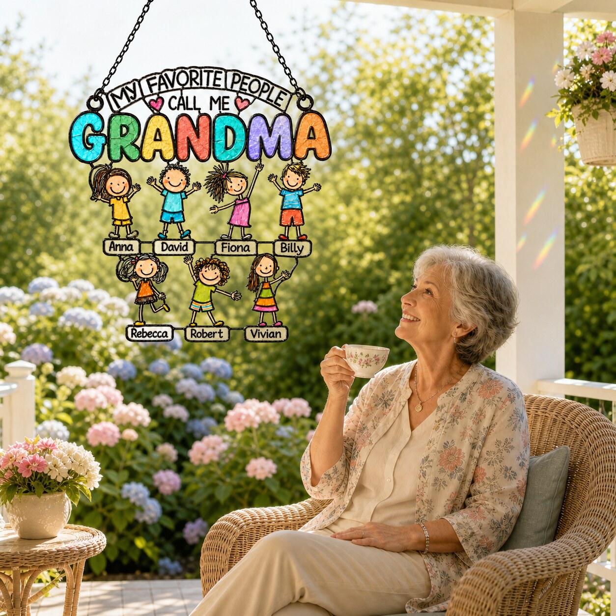 Personalized My Favorite People Call Me Grandma Holographic Acrylic Suncatcher