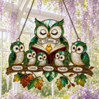Personalized Nana Owl Family Holographic Acrylic Suncatcher
