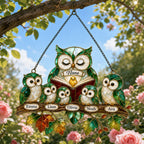 Personalized Nana Owl Family Holographic Acrylic Suncatcher