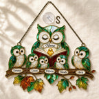 Personalized Nana Owl Family Holographic Acrylic Suncatcher