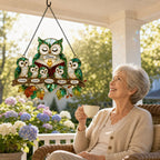 Personalized Nana Owl Family Holographic Acrylic Suncatcher