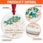 Personalized Our First Christmas Deer Couple with Gem Branch Ceramic Ornament
