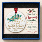 Personalized Our First Christmas Deer Couple with Gem Branch Ceramic Ornament