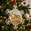 Personalized Our First Christmas Fox Couple Snowflake Mirror Acrylic Ornament