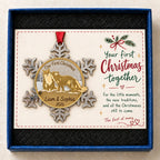 Personalized Our First Christmas Fox Couple Snowflake Mirror Acrylic Ornament