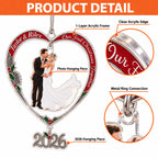Personalized Our First Christmas Married Wedding Couple Heart Acrylic Ornament