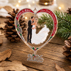 Personalized Our First Christmas Married Wedding Couple Heart Acrylic Ornament