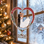 Personalized Our First Christmas Married Wedding Couple Heart Acrylic Ornament