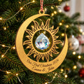 Personalized Our First Christmas Sun and Moon Crystal Wooden Ornament