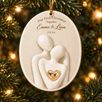 Personalized Our First Christmas Together Embracing Couple Ceramic Ornament