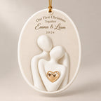 Personalized Our First Christmas Together Embracing Couple Ceramic Ornament