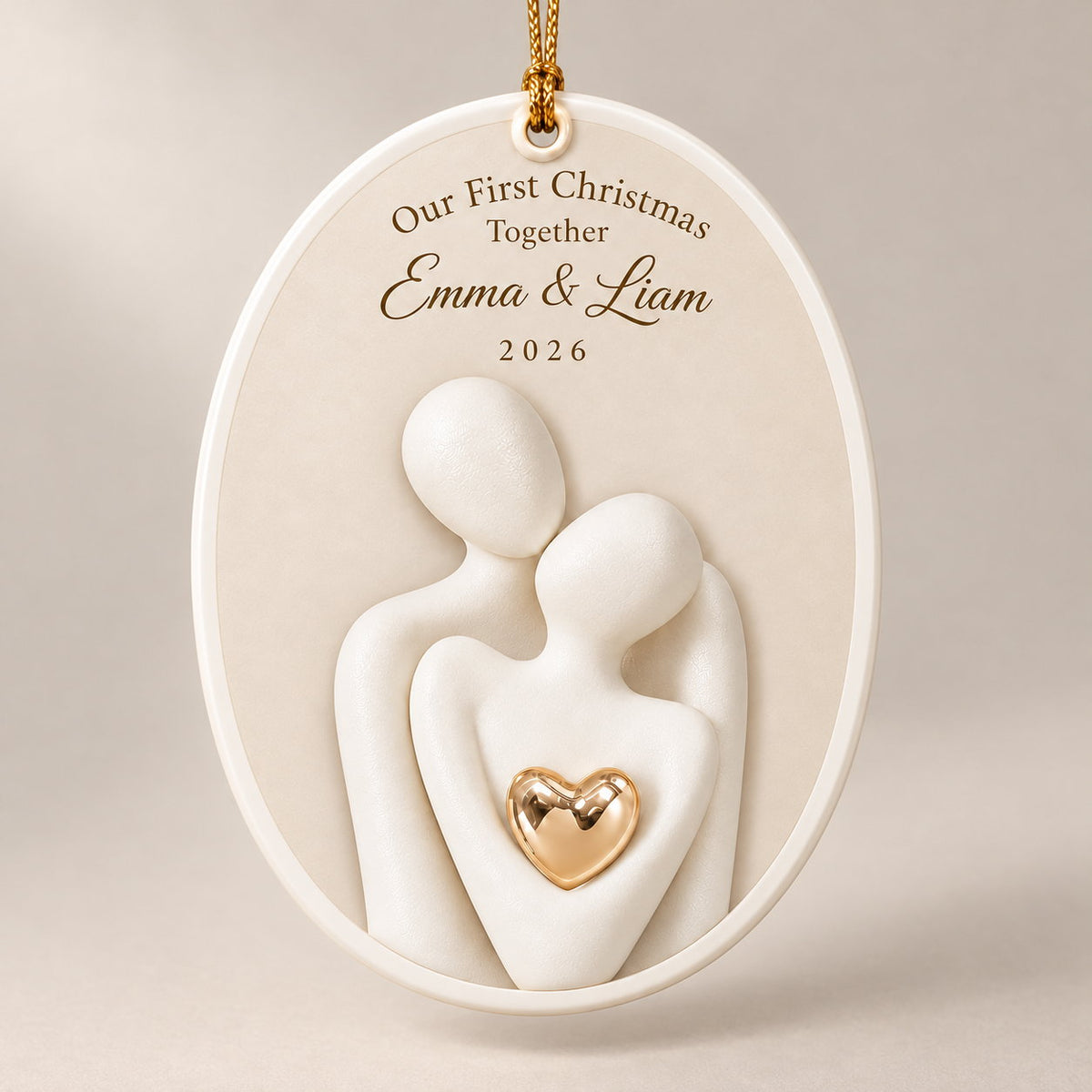 Personalized Our First Christmas Together Embracing Couple Ceramic Ornament