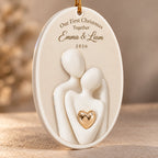 Personalized Our First Christmas Together Embracing Couple Ceramic Ornament